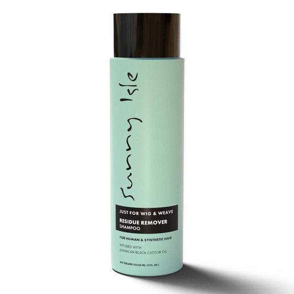 Sunny Isle Just for Wig, Weave, Braid, & Extensions Residue Remover Shampoo 12oz | For Synthetic & Natural Hair | Aloe Vera, Tea Tree, Borago Seed & Jamaican Black Castor Oils | Sulfate Free