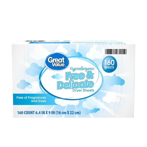 Great Value Free & Delicate Hypoallergenic Dryer Sheets, 160 count