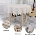 thumbnail image 3 of Elegant Vintage Style Linen Textured Round Tablecloth With Tassel Design, Waterproof Spill Proof Strong And Durable Beige Table Cover For Dining Room, Kitchen, And Outdoor Events (150 Cm), 3 of 7