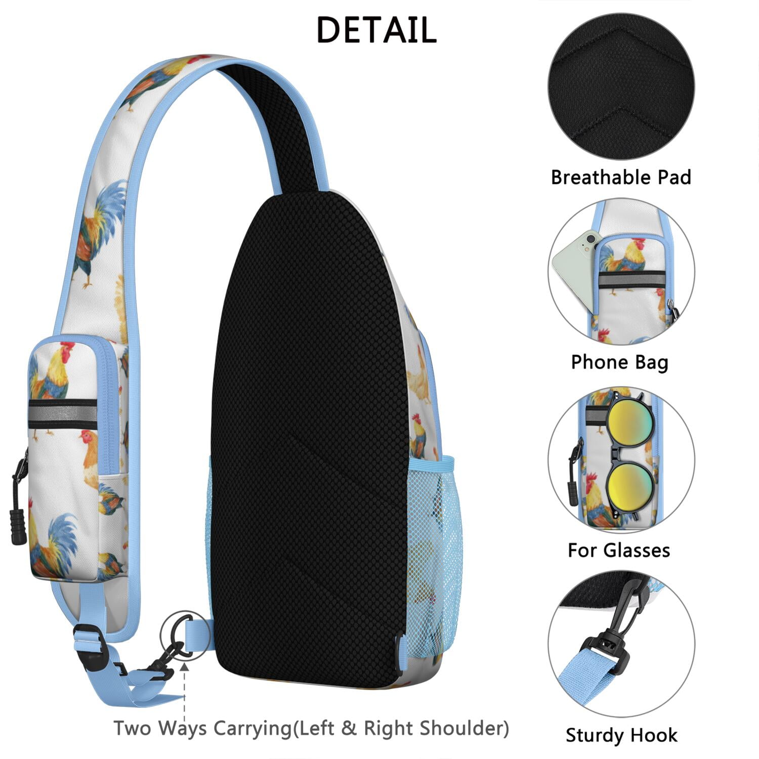 Polka Dot Sling Backpack – Classic Black and White Dot Pattern Crossbody Shoulder Bag, Retro Geometric Daypack for Women, Lightweight & Water-Resistant