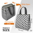 thumbnail image 3 of Black White Soccer Pattern Insulated Lunch Bag for Women & Adults,Large Portable Soft Cooler Lunch Bag,Thermal Food Storage Tote with Pearl Cotton,8.66L,8.75x5.75x9.5 Inch, 3 of 6
