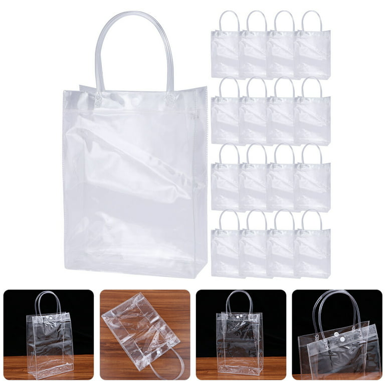24pcs Plastic Gift Tote Bag Gift Packing Bag Clear Gift Bags Small PVC Bags  Reusable Transparent Bags 