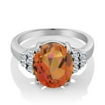 thumbnail image 2 of Gem Stone King 4.40 Cttw Oval Twilight Orange Mystic Quartz and White Topaz Ring for Women | 925 Sterling Silver | Gemstone Birthstone | Wedding Engagement Anniversary Promise Ring for Women | Size 5, 2 of 4