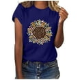 thumbnail image 2 of Puntoco Mujeres Casual Carta Impresión Mangas Cortas O-Cuello Camiseta Suelta Blusa tops Puntoco Puntoco-3386, 2 of 6