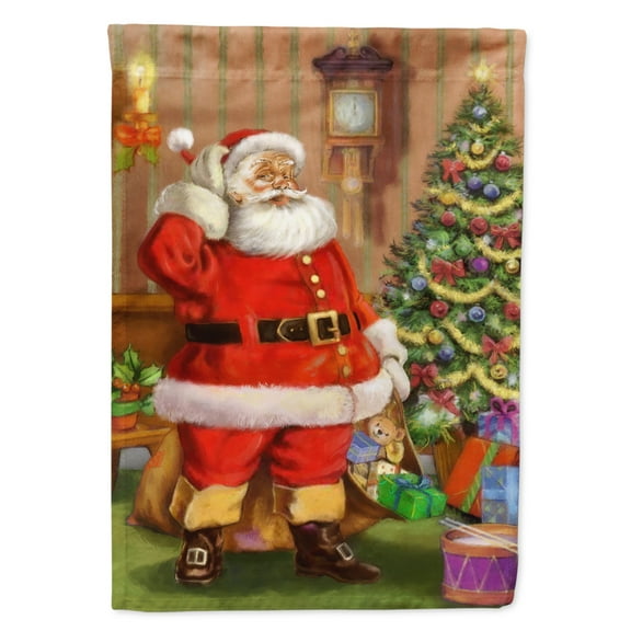 Carolines Treasures APH4691GF Christmas Santa by the Tree Flag Garden Size  Small multicolor