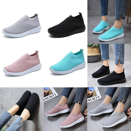 Meigar Women's Mesh Running Sport Sneakers Trainers Flat Athletic Slip On Casual