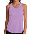 thumbnail image 5 of Miluxas Racerback Workout Tank Tops for Women Split Open Back Athletic Sports T Shirts Sleeveless V Neck Tunic Tank Tops for Gym Yoga Running Purple, 5 of 7
