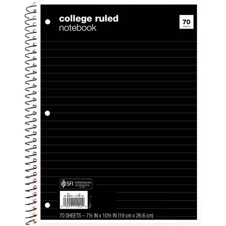 College Ruled 1 Subject Flexible Paperboard Cover Spiral Notebook - ub&ub