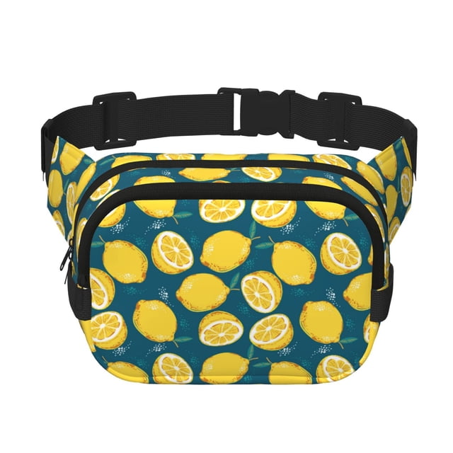 Fotbe Lemon Cangurera Cuadrada con Estampado de Doble Capa, Bolsa de Cintura Ajustable Mini para Hombres y Mujeres