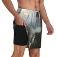 thumbnail image 2 of Balery Autumn Dragon Mountain View Mens Swim Trunks Swim Shorts for Men Quick Dry Inseam Beach Shorts with Compression Liner Pocket-Small, 2 of 9