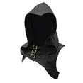 thumbnail image 2 of Black Hooded Cloak Long Velvet Cape Halloween Shawl Pu Adult Robe Hooded Cloak for Halloween & Christmas - Vampire Tunic Uniform Costume L, 2 of 5