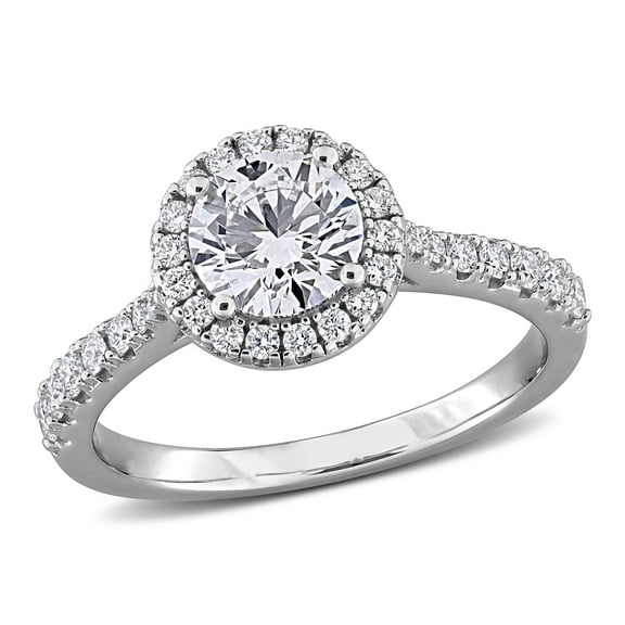 Created Forever Women's 1 2/5ct TW Lab Grown Diamond Sterling Silver Halo Engagement Ring