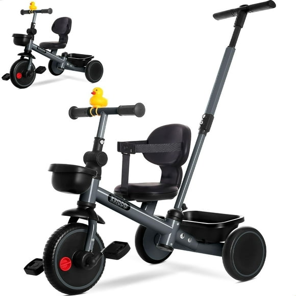 Triciclo KRIDDO Empuje 2 en 1, manillar ajustable, cinturón de seguridad