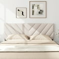 thumbnail image 2 of Gymax Linen Fabric Upholstered Headboard Rectangular Headboard w/ Solid Wood Legs, 2 of 10