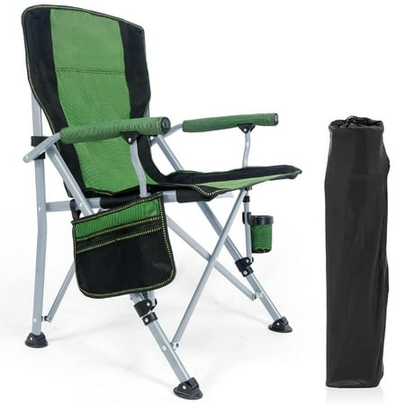 Honeilife Folding Camping Chair Adult Support 330lbs  Heavy Duty Portable Outdoor Beach Chair  Foldable Lightweight Lawn Chair with Cup Holder&Carry Bag for Fishing Outside Sports Picnic  Green