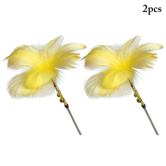 2PCS Cat Feather Teaser Interactive Belle Chat Jouet Interactif Chat Teaser Baguette