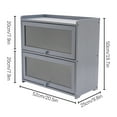 thumbnail image 2 of Kitchen Bamboo Storage Cabinet Pantry Sideboard w/Acrylic Door Corner Bread Box Countertop Storage Cabinet for Spice Seasoning Bottles Dish Bowl Food Storage Grey 2 Tiers, 2 of 41