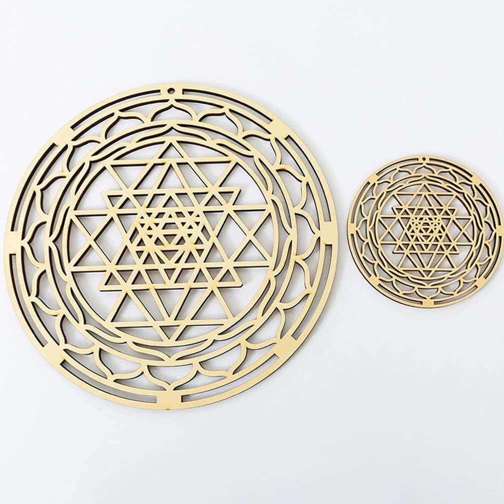 4Pcs Sacred Geometry Wall Art Flower of Life Grid Wooden Accent Decor  Wooden Crystal Grid Board Wooden Wall Sculpture