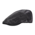thumbnail image 1 of Boinas de cuero para hombre, de mediana edad, de invierno, ajustables hacia adelante, cálidas, negras, 1 of 5