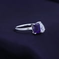 thumbnail image 4 of 1.70 CT 7X5MM Emerald Shape Natural Amethyst & 8X5MM Pear Cut Lab Created Moissanite Diamond Toi Et Moi 2-Stone Engagement Ring For Women In 14K White Gold Over Sterling Silver (1.70 Cttw)-12, 4 of 7