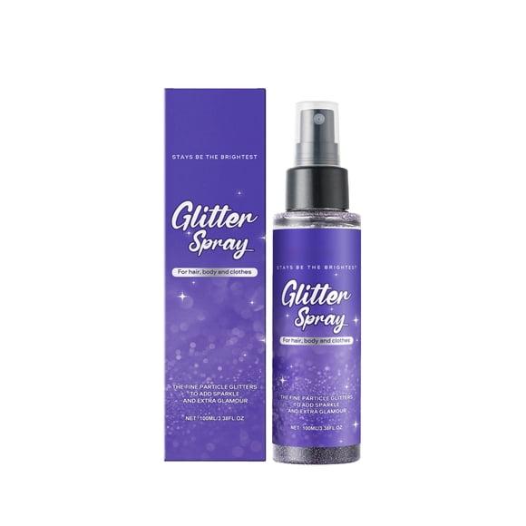HHBEAUTY Body Glitter Spray, Waterproof Glitter Spray Shimmer Glitter Hairspray Long-Lasting Highlight Powder Spray Makeup Glitter for Women Girls Skin Face Hair Body Clothing Nail Art Craft Purple