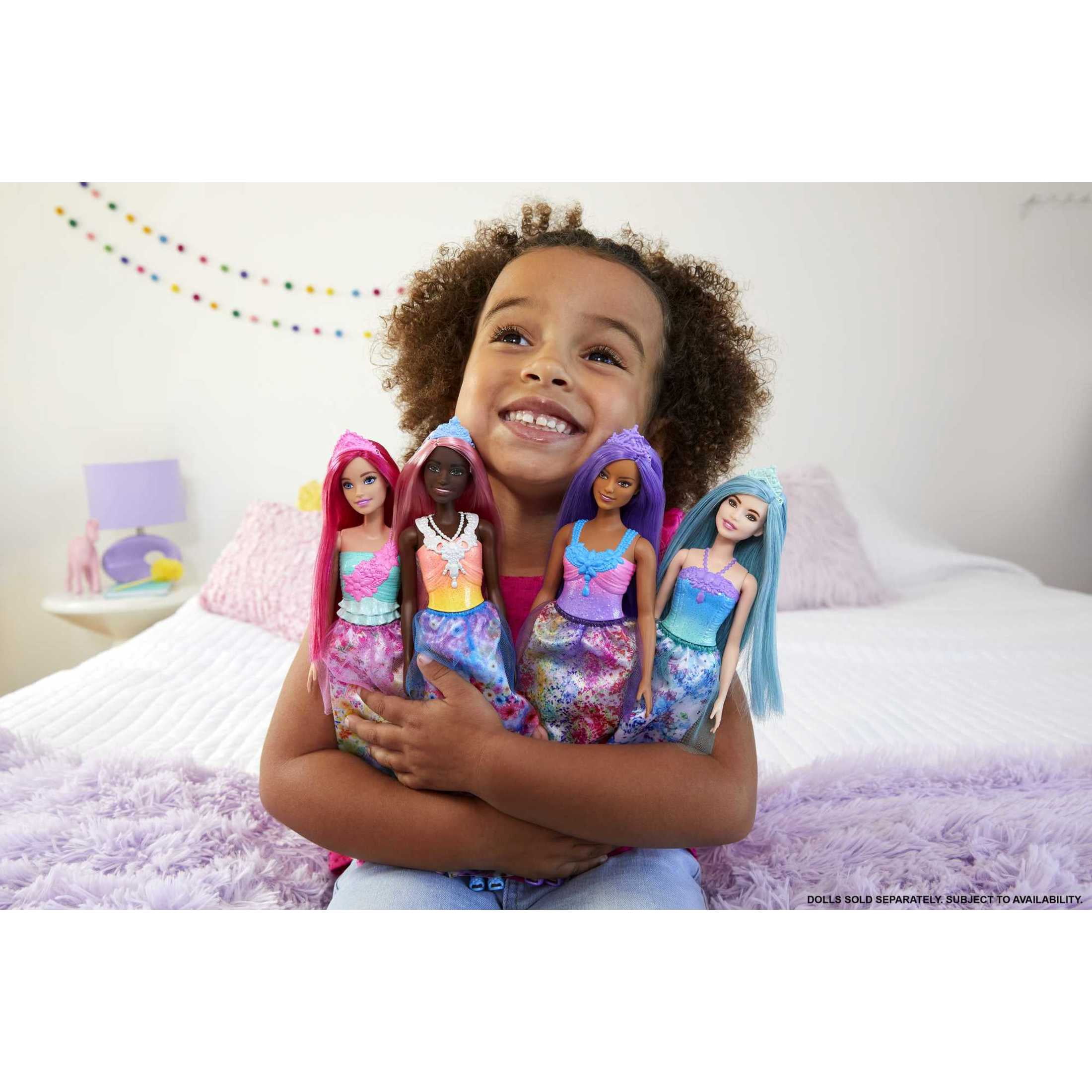 Barbie Dreamtopia Royal Doll with Curvy Body & Purple Hair in Removable Skirt, Shoes & Headband