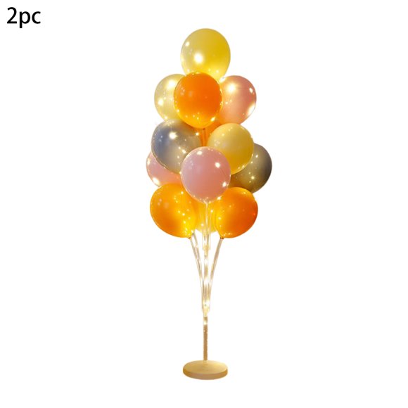 Leodye 2 Sets Balloon Stand Kit Silver with String Light Table Centerpiece Reusable Balloon Decorations for Party -62.99x15.74x15.74 in