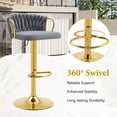 thumbnail image 4 of S-HOME Set of 2 Adjustable Height Modern Velvet Bar Stools with Gold Base and Woven Rope Backrest for Home Dining,Gray, 4 of 14