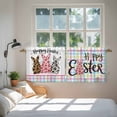 thumbnail image 3 of Easter Tier Curtains 36 Inch Length, Spring Leopard Prints Colorful Bunny Eggs Striped Cafe Short Curtains for Bathroom Over Sink, Small Kitchen Curtain Light Filtering Drapes 2 Panels 27.5"Wx36"L, 3 of 8