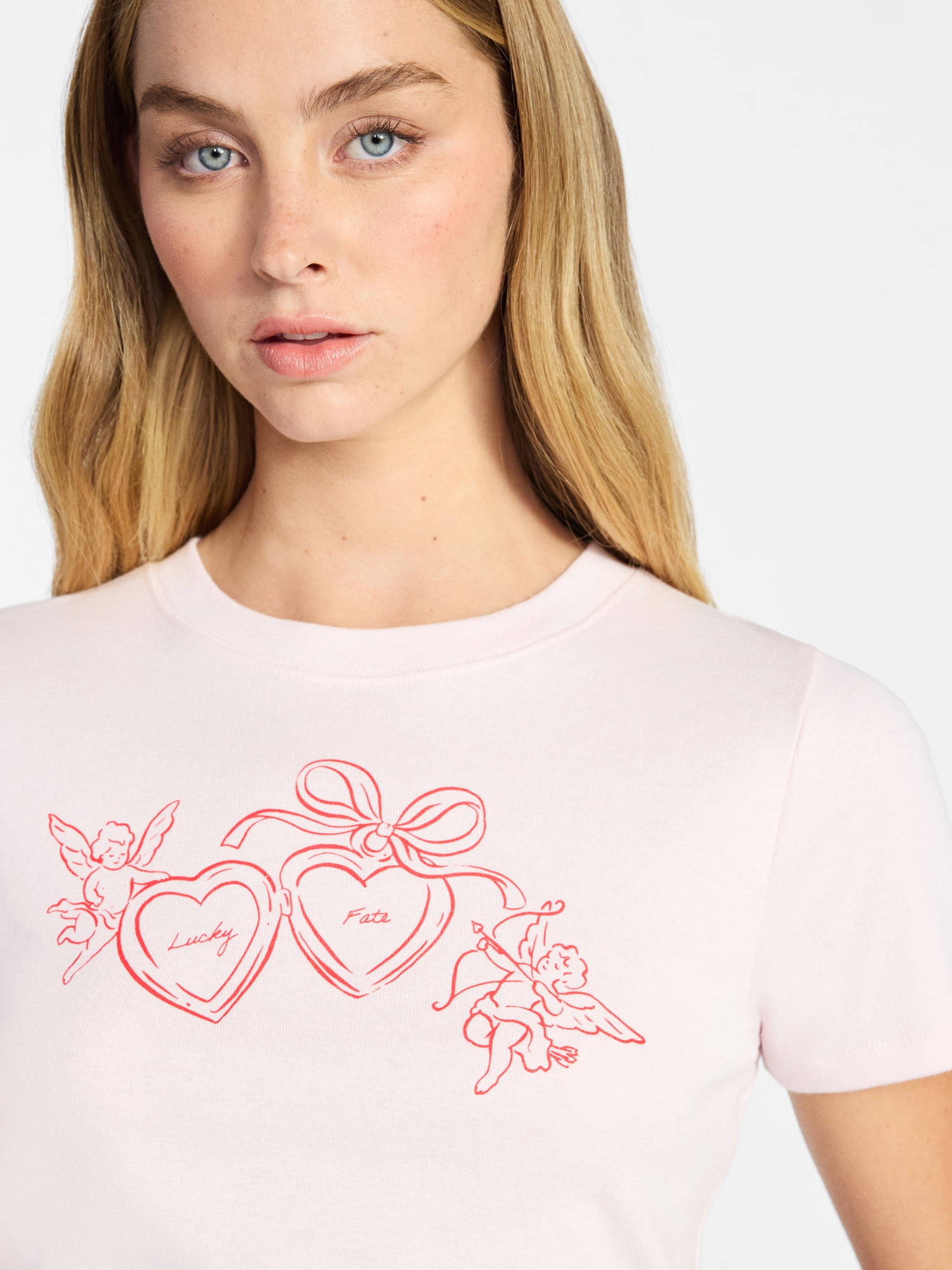 No Boundaries Cotton Crewneck Cropped Tee, Women's XXS-XXL