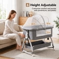 thumbnail image 6 of Chastar Bassinet Bedside, Portable Baby Crib with 6 Adjustable Heights and Breathable Mesh Panels, Foldable, Gray, 6 of 9
