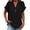 Black, variant on Blouses For Women Summer V Neck Short Sleeve Button Detail Tassel Trim Casual Classic Travel Ready Brunch Outdoor Wear Polished Daytime Workday Errands