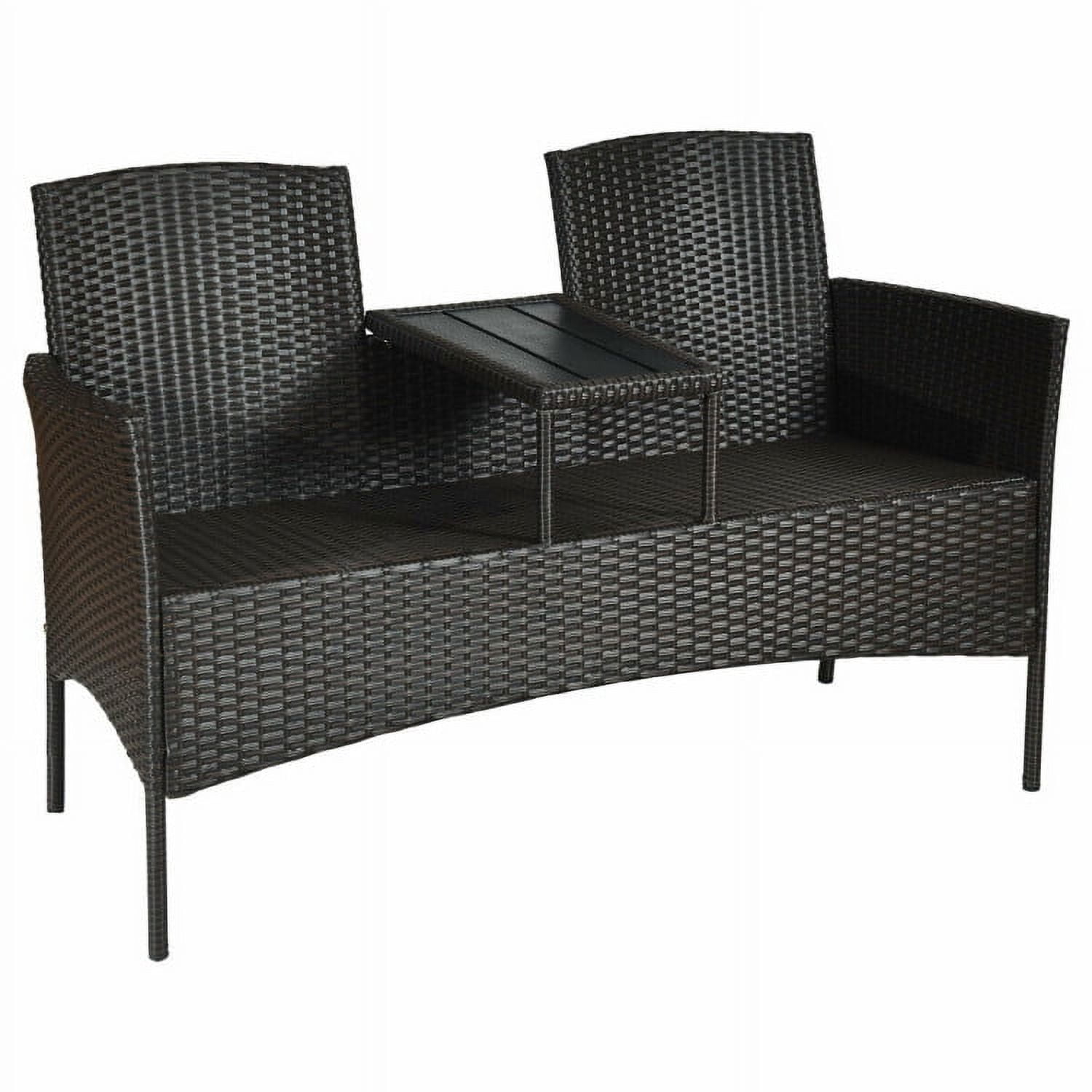 Aimee Lii Modern Patio Conversation Set with Built-in Coffee Table and Cushions, Balcony Chair, A-Red