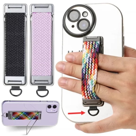Universal Foldable Phone Holder with Soft Braided Finger Ring - Portable Multi-Function Stand for All Smartphones, Ideal for Hands-Free Video Watching and Calls
