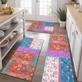 thumbnail image 2 of Colorful Pioneer Flower Patchwork Kitchen Rugs Sets Of 3,Kitchen Runner Rugs Non Skid Washable,Decorative Kitchen Floor Mats for Kitchen,Sink,Laundry,17"x30"+ 17"x47" + 17"x59", 2 of 6