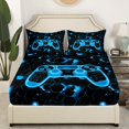 thumbnail image 2 of Erosebridal Gradient Gamepad Fitted Sheet Set Queen, Video Game Bedding Queen Size, Neon Geometry Decor 3-Piece, 2 of 6