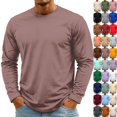 thumbnail image 2 of Men's T-Shirt Long Sleeve Crew Neck Casual Soft Basic Tee Shirts Light Brown M, 2 of 8