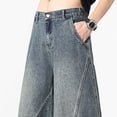 thumbnail image 6 of LODIENY Baggy Jeans for Men Wide Leg Hip Hop Elastic Waist Drawstring Trousers Stylish Loose Fit Denim Casual Streetwear Skateboard Pants with Pockets Dark Blue XL, 6 of 6