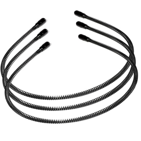 WHAMVOX 3Pcs Unisex Spiral Headband Simple Sports Hair Hoop Invisible Hair Accessories Anti slip Wave Hairpin for Men Women Black