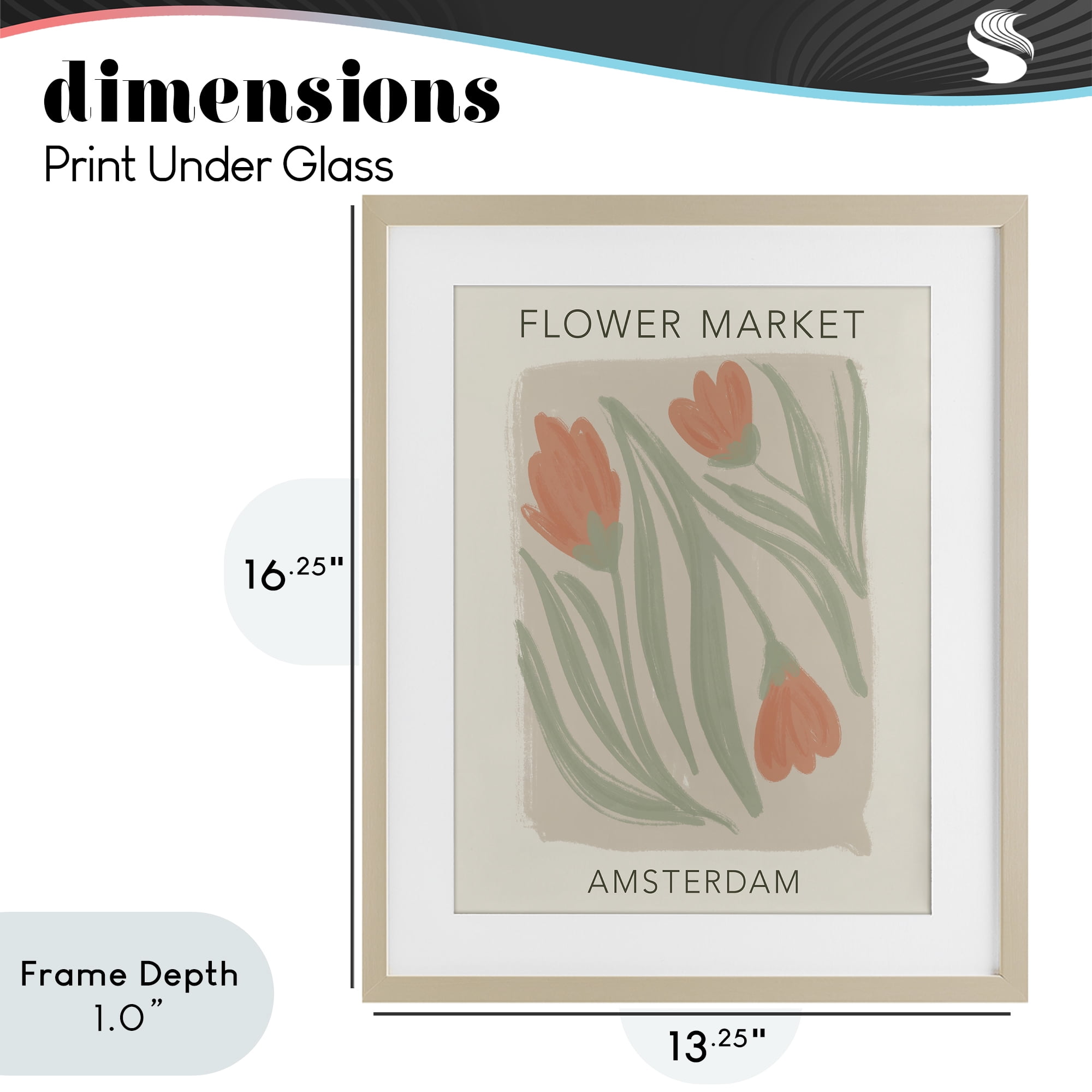 Stupell Industries Soft Amsterdam Flower Market Birch Framed Print Under Glass, design by Lucille Price