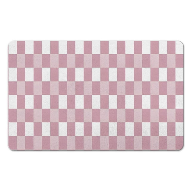 Checkered Bathroom Rug Runner: Long, Luxurious & Non-Slip (20x32in): Water Absorbent, Large Bath Mat, Soft Microfiber, Machine Washable, Perfect for Bathroom, Bathtub, Hallway