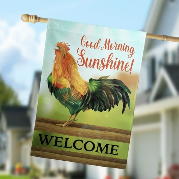28 x 40 Sunshine Rooster House Flag by Ashton
