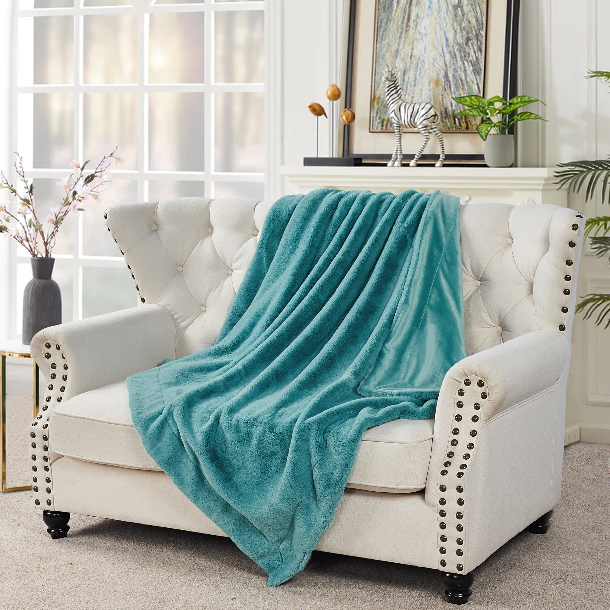 Home Soft Things Faux Fur Throw Aqua 50 x 60 Walmart