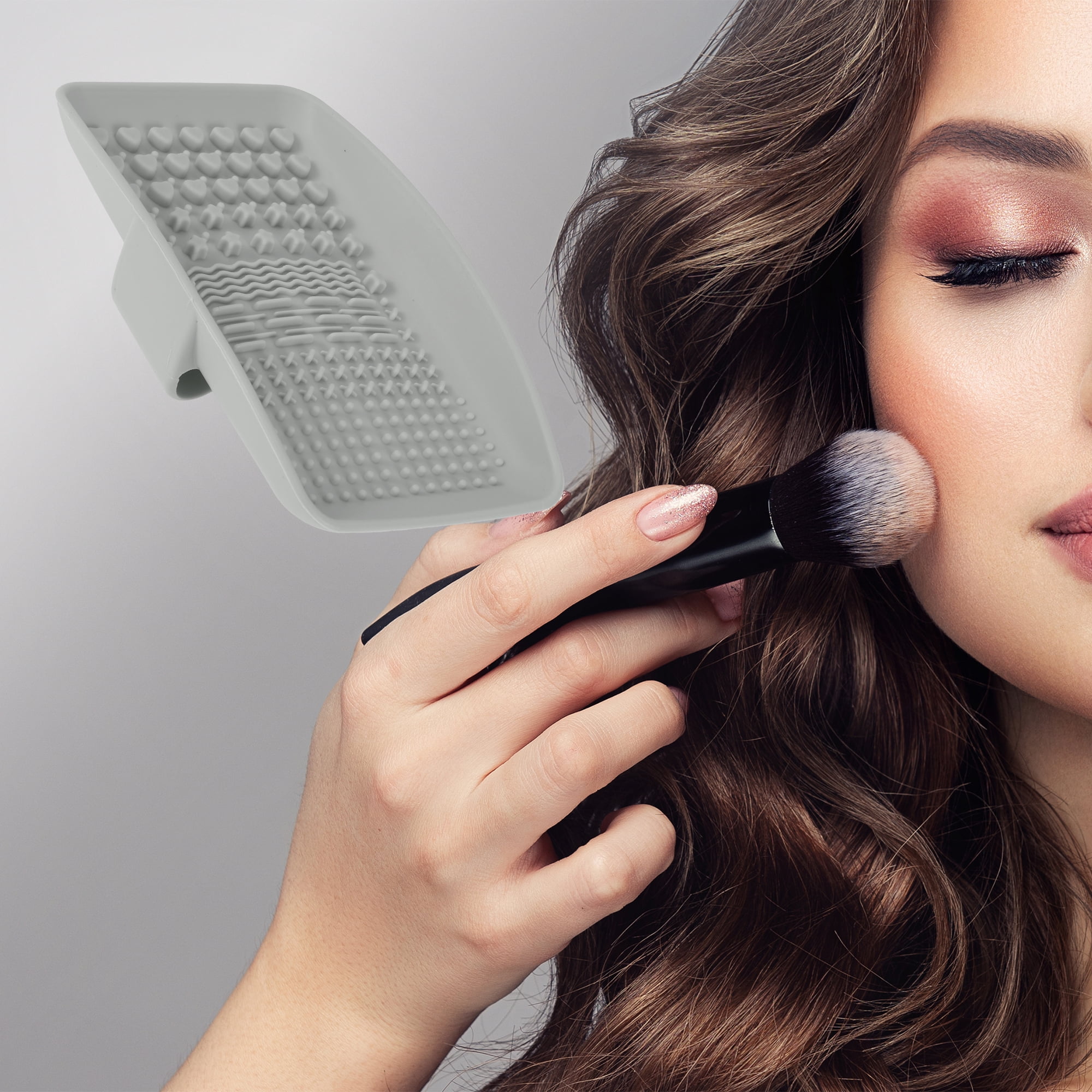 Unique Bargains Square Makeup Sponge Brush Cleaner Gray