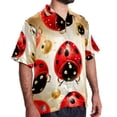 thumbnail image 2 of Seven Starred Ladybird Men's Casual Poplin Button Down Short Sleeve Hawaiian Beach Shirt, 2 of 6