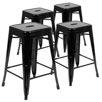 Flash Furniture Cierra 24" High Metal Counter-Height, Indoor Bar Stool in Black - Stackable Set of 4