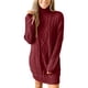 thumbnail image 1 of Suéter de cuello alto para mujer, jersey de cuello redondo de gran tamaño, jersey de otoño de punto trenzado, manga larga, suéteres cortos gruesos, vestidos, suéter para mujer, 1 of 6