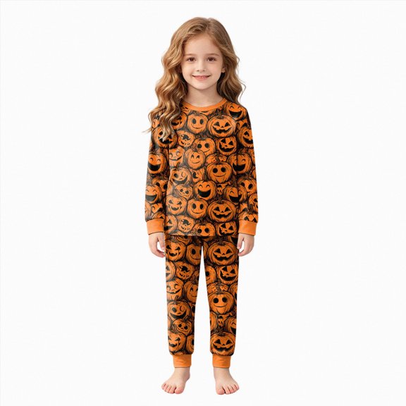 CAUYDY Kids Halloween Pumpkin Pajamas For Girls Boys Cute Ghost Print Pjs for Boy Jammies Little Kids Graphic Sleepwear Clothes Sets