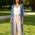 thumbnail image 2 of Solid Color Open Front Maxi Long Cardigan Sweater for Women Lightweight Long Sleeve Cardigan Oversized Long Coat Trendy, 2 of 7