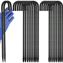 16 Pack Rebar Stakes,16 Inch Heavy Duty J Hook,Black Steel Ground Anchors Ground Stakes,Metal Garden Stake for Fixing Camping Tents,Trampoline Stakes,Chain Link Fence Stakes